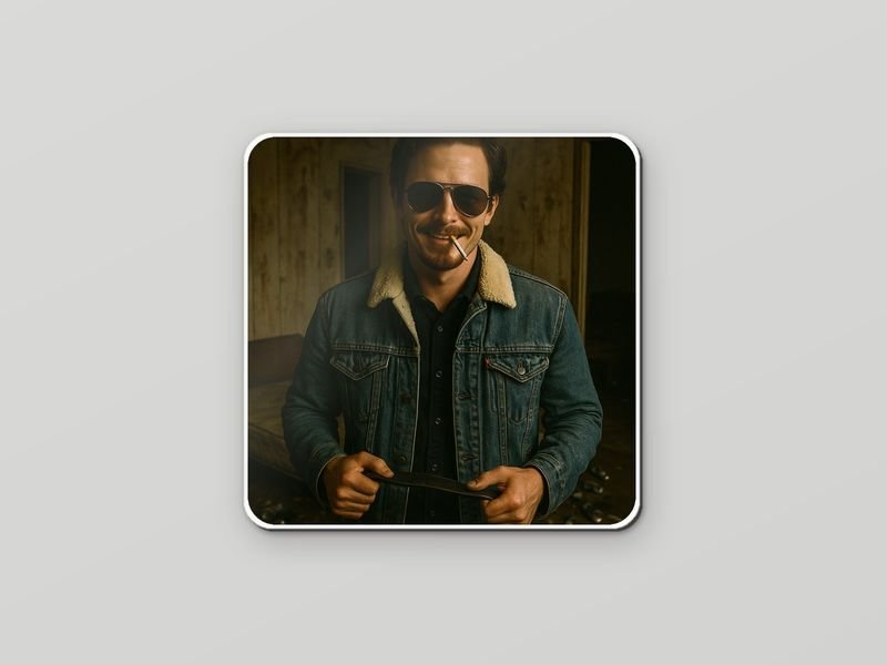 Magnet: a man in a sherpa denim jacket and aviators