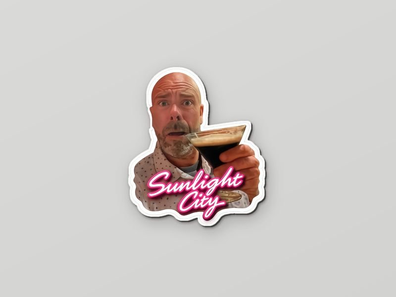 Magnet with the espresso martini toast and Sunlight City script